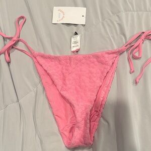 Dippin Daisys Pink Textured Tie Side Reversible Bikini Bottom Size M NWT